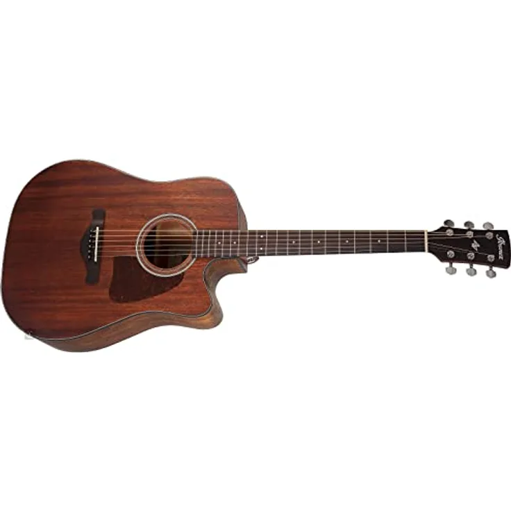 Ibanez AW54CE-OPN, Westerngitarre im Dreadnought-Style mit massiver Okumedecke, Cutaway, Ovangkol Griffbrett, integriertes Stimmgerät, Open Pore Natural
