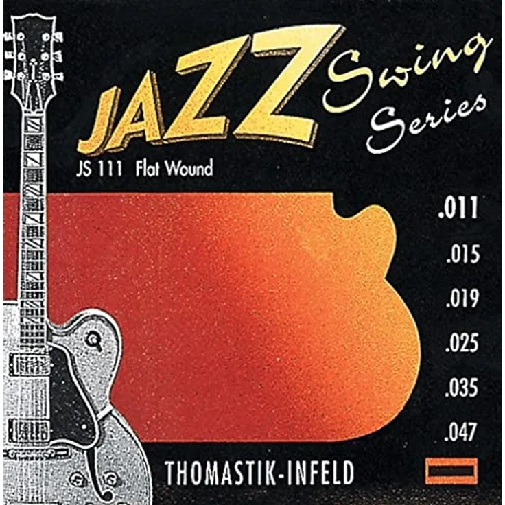 Thomastik Saiten für E-Gitarre Jazz Swing Series Nickel Flat Wound Satz JS111 Light .011-.047w, natürliche Farbe, legendäre Jazzgitarrensaite mit vermessingtem Stahl und Nickel flatwound