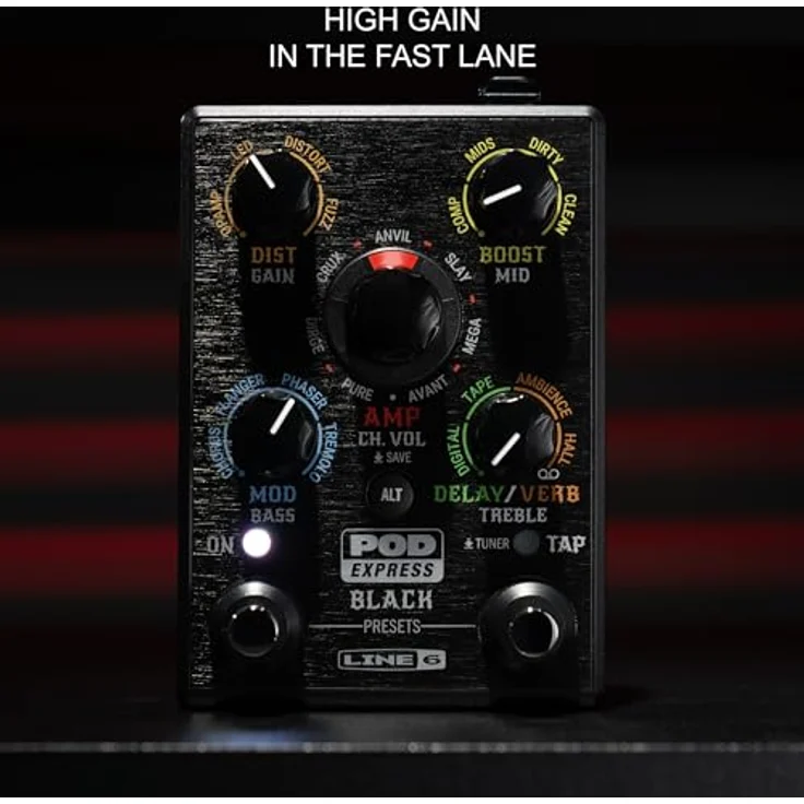 Line6 Pod Express, Gitarren-Multieffektpedal mit 7 Verstärkermodellen, 17 Effekten, USB-C Audiointerface, schwarz – Bild 7