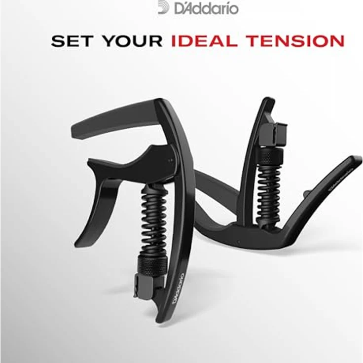 Daddario Capo Tri-Action PW-CP-09, ultraleichter Aluminium Kapodaster für Western- und E-Gitarren, Ein-Hand-Bedienung, inkl. Plektrenhalter, schwarz – Bild 3