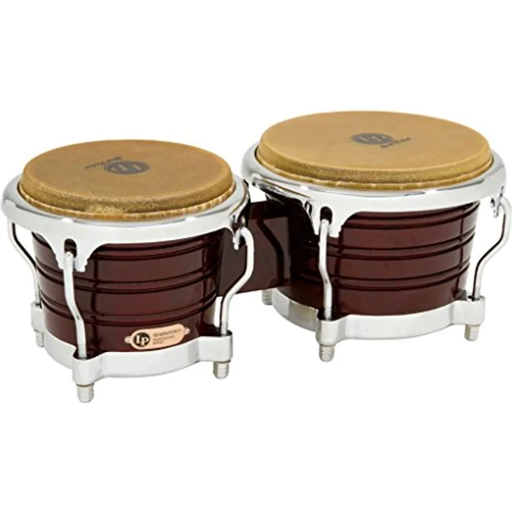 LP LP201AX-2DW Generation II Bongo Set aus Siam Oak mit Comfort Curved II Spannreifen, Chrom Hardware, Durchmesser 7 1/4" + 8 5/8", Höhe 17cm, Farbe Wine Red – Bild 3