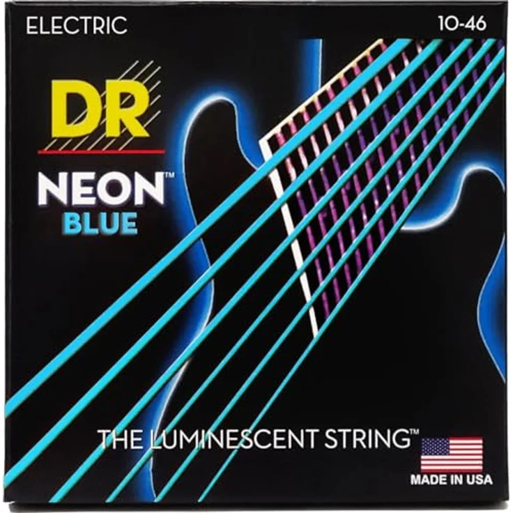 DR Handmade Strings DR Hi-Def Neon Blue Medium E-Gitarrensaiten, nickelbeschichtet, handgefertigt in den USA