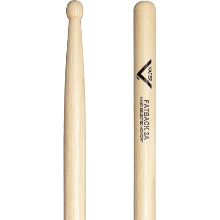 Vater 3AW Drum Sticks, Hickory Wood, 16 Zoll, Durchmesser 0,590", Holz Kopf, "Fatback" Modell – Bild 1