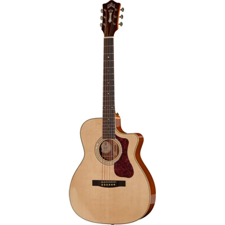 Guild OM-140CE Nat Westerly, Westerngitarre mit Cutaway, massiver Sitka-Fichtendecke, massiven Mahagoni-Zargen, Fishman Sonitone Pickup, natur Hochglanz, inkl. Gig Bag