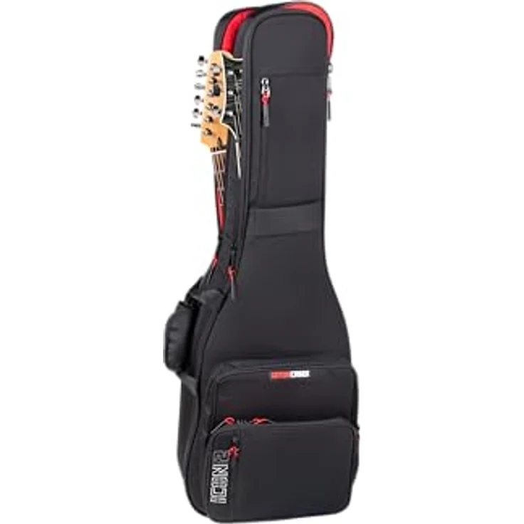 Gator Icon 2 E-Gitarren Gigbag, schwarz, für 2 Gitarren mit versteckten Rucksackgurten und abnehmbarer Nackenstütze – Bild 1