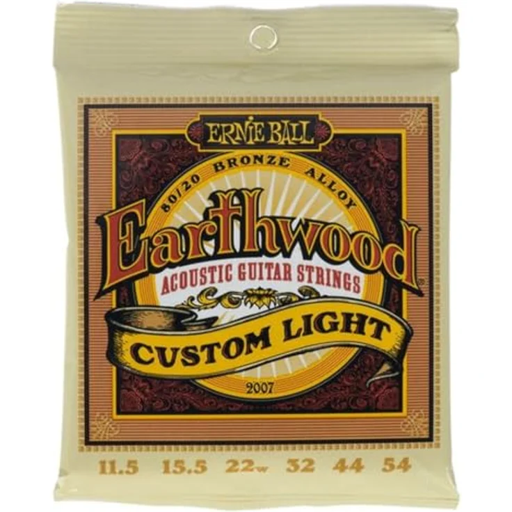Ernie Ball Earthwood Custom Light 80/20 Bronze Saiten für Akustikgitarre, Stärke 11.5-54, heller Klang mit hervorragender Projektion – Bild 1