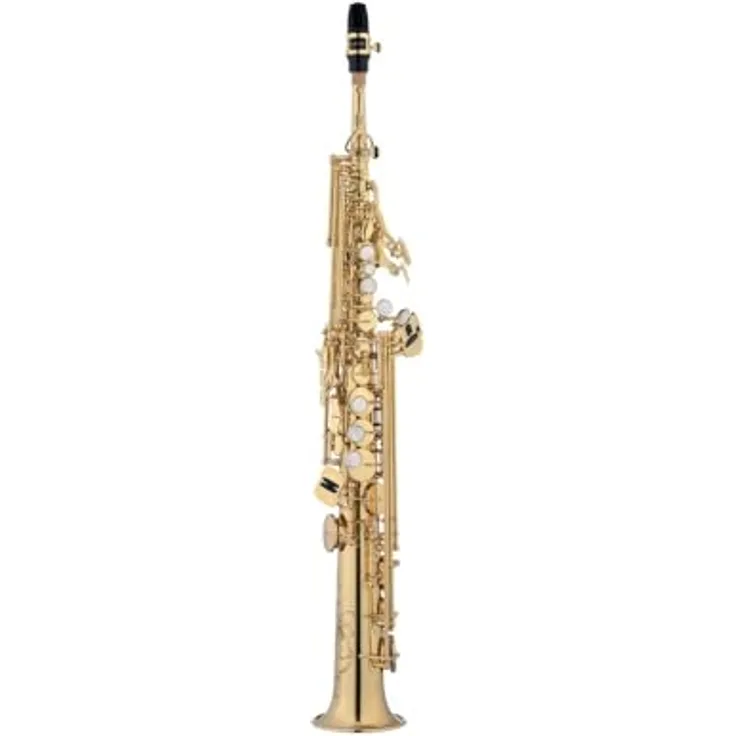 Jupiter JSS1000Q Sopransaxophon, gerade Bauweise mit hoch F#- und hoch G-Klappe, Goldlack mit Zubehör und Koffer