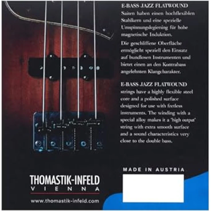 Thomastik-Infeld JF324 Flat Wound E-Bass Saiten Satz, 4 Saiten für Jazz Bass Long Scale 34", Stärken .043 .056 .070 .100, natürlich – Bild 2