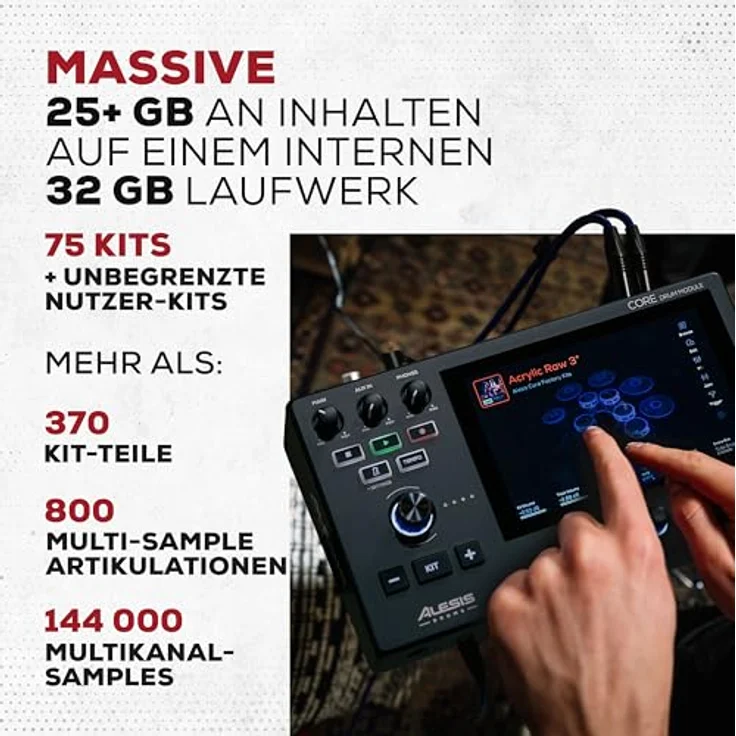 Alesis Strata Club E-Drum Kit, professionelles E-Drum Set mit BFD3 Sound Engine, 370 Kit Pieces, 8" Bass Drum, 2x 10" Zwei-Zonen Tom Pads, 12" Snare Pad, Mesh-Pads, 25 GB Speicher – Bild 3