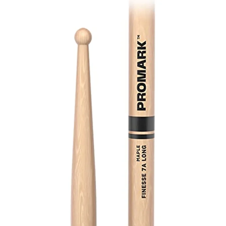 Pro Mark 7A Finesse Long, Drumsticks aus Ahornholz mit rundem Holzkopf, Länge 41,9 cm, Durchmesser 1,35 cm – Bild 2