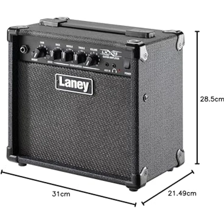 Laney LX15, E-Gitarren-Combo mit 15W Leistung, 3-Band-EQ und Kopfhörerbuchse, Schwarz – Bild 3