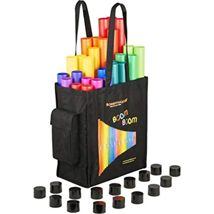 Boomwhackers BW Set 04 Basic School Set, Percussions Röhrensatz mit 28 Röhren und 16 Octavator Caps, inklusive BW-MG-Bag – Bild 1