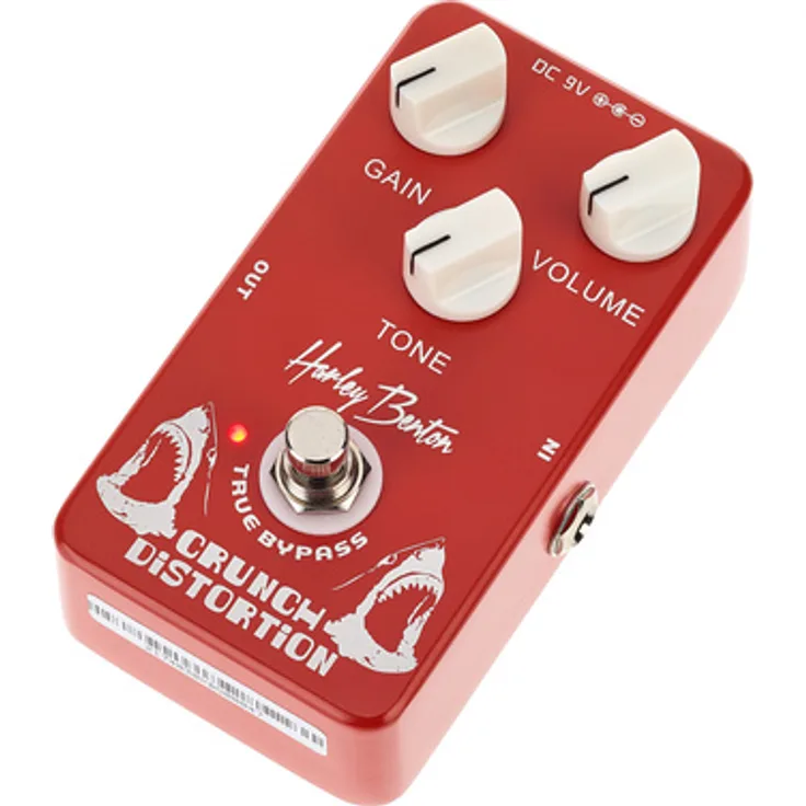 Harley Benton Crunch Distortion, Overdrive-Pedal für E-Gitarre mit True-Bypass, Gain-, Tone- und Volume-Regler, kompaktes Design, 290g