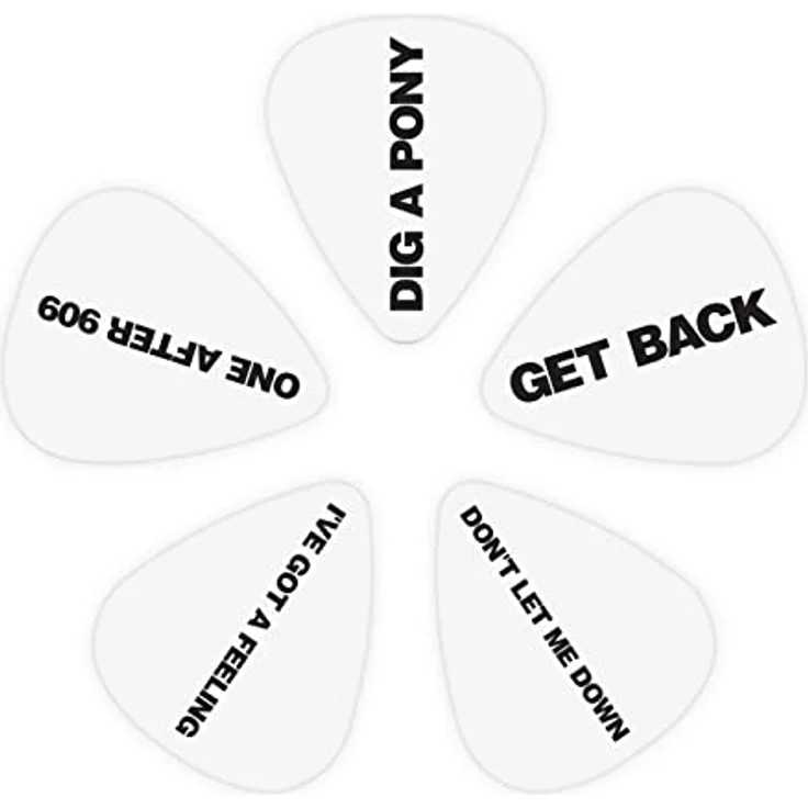 Daddario Beatles Get Back Picks Medium, Plektrum Set mit 10 Stück, Stärke 0,70mm, bedruckt mit Songs der Beatles – Bild 2