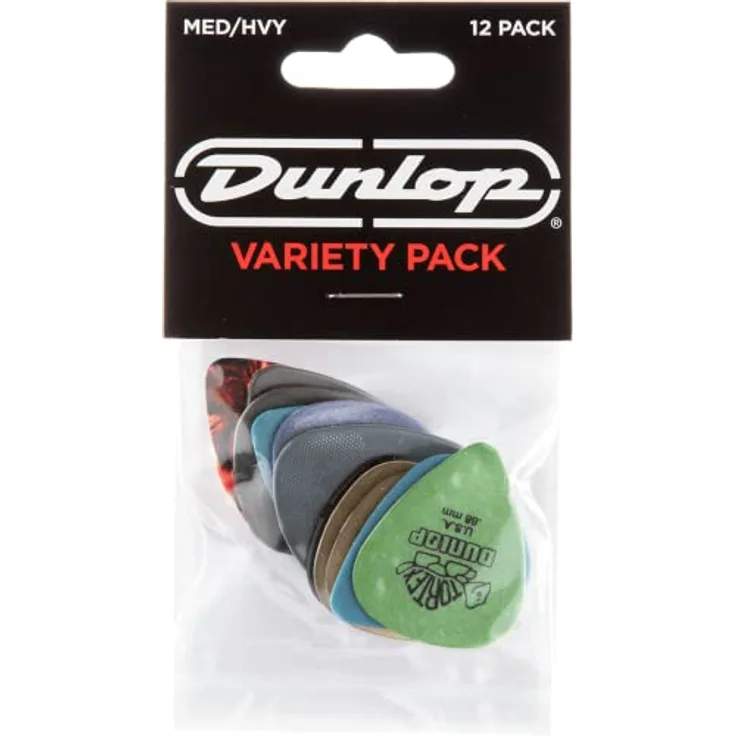 Jim Dunlop PVP 102 Variety Picks MED/HVY, 12er-Set Plektren für Gitarristen