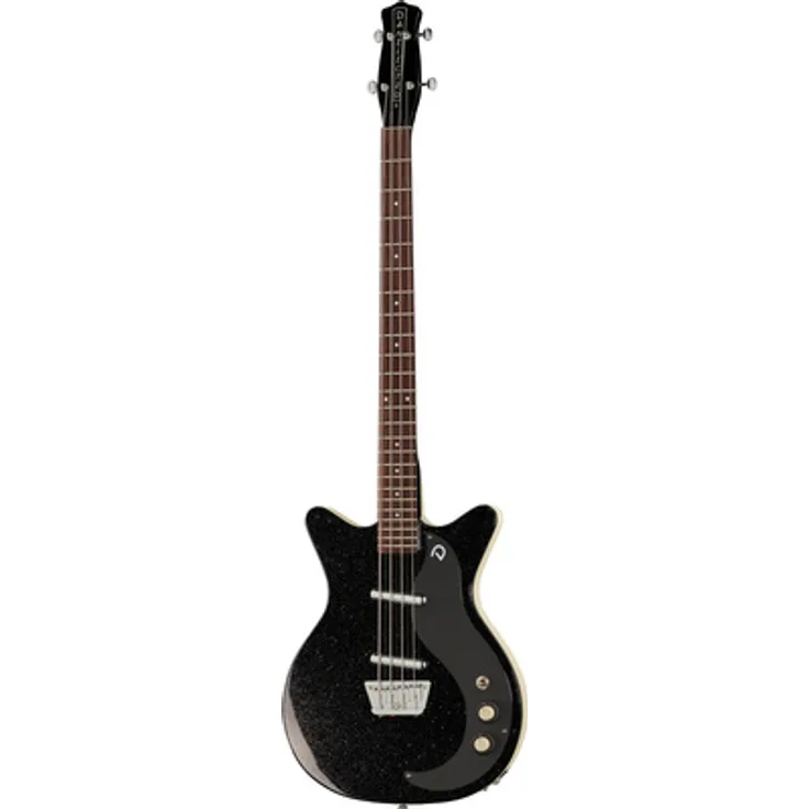 Danelectro 59DC Short Scale Bass BKMF, E-Bass mit 2x High Output Lipstick Tonabnehmer, 24 Bünde, Schwarz Metal Flake