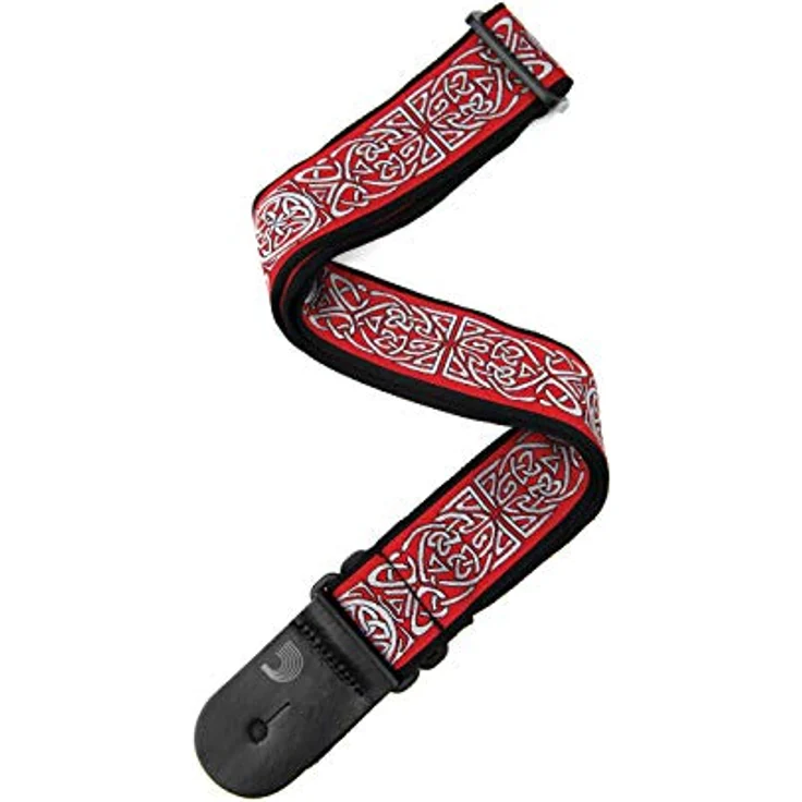 Daddario Guitar Strap 50A07 Celtic, Gitarrengurt mit Celtic Design, 50 mm Breite, rote Farbe, extra starke Lederenden – Bild 1