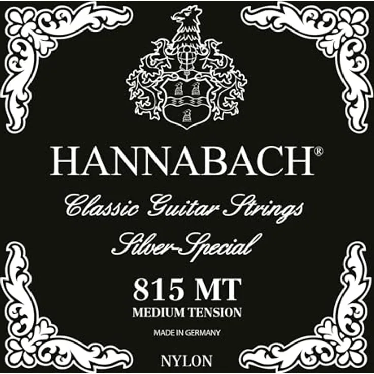 Hannabach Saiten für Klassikgitarre Serie 815, Medium Tension, hochwertig, Allzweck-Saite, Made in Germany, Schwarz