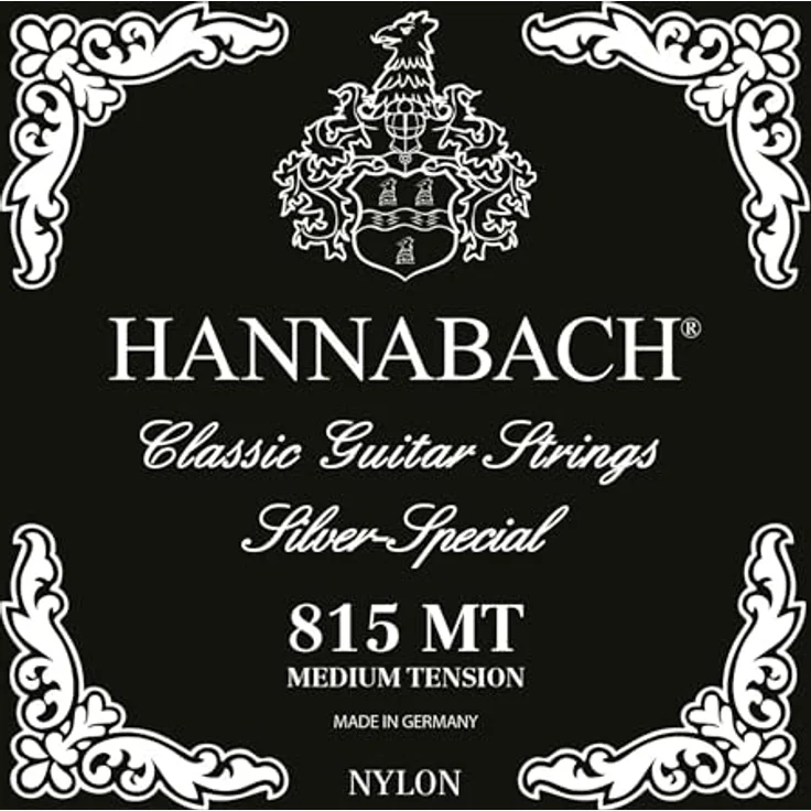 Hannabach Saiten für Klassikgitarre Serie 815, Medium Tension, hochwertig, Allzweck-Saite, Made in Germany, Schwarz – Bild 1