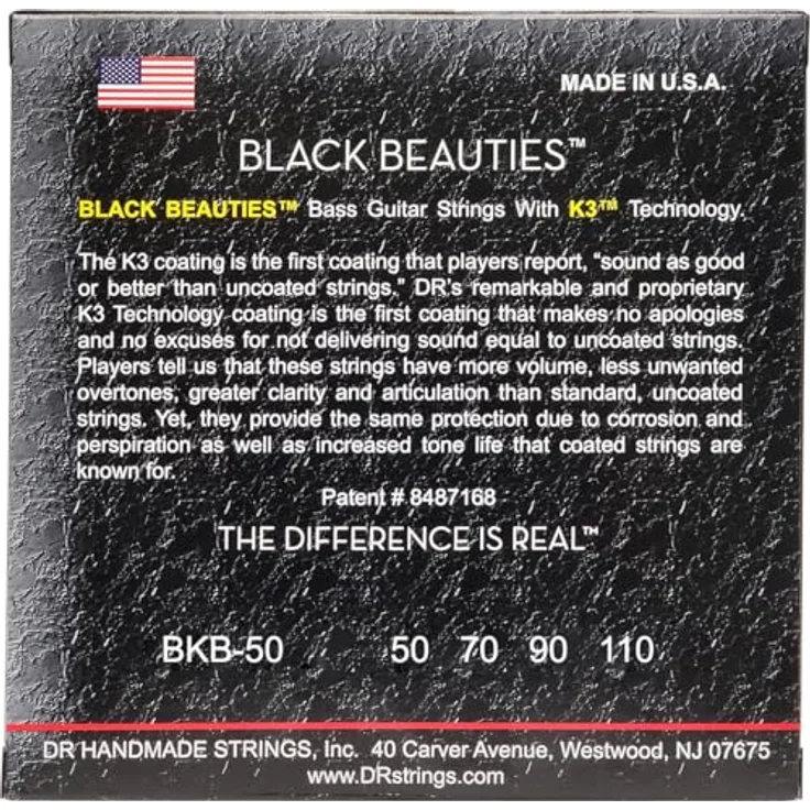 DR Strings B EXBK BKB-50 Extra Black Beauties Heavy Saite, schwarze Gitarrensaiten mit K3-Beschichtung für lange Lebensdauer und klaren Klang – Bild 2