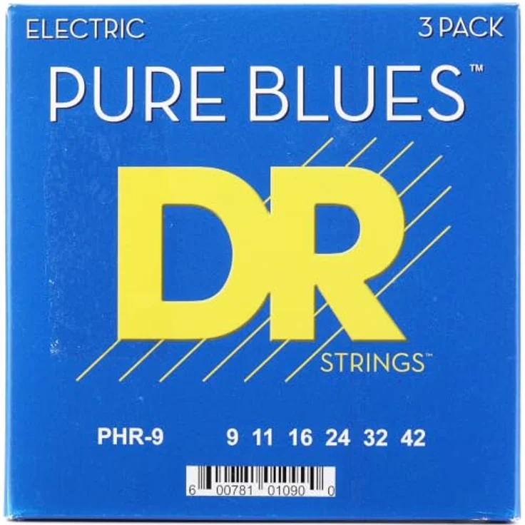 DR Strings Pure Blues PHR-9-3PK, E-Gitarre Saiten Light 9-42, 3er Set, Vintage-Ton mit Pure-Nickel-Umwicklung – Bild 1