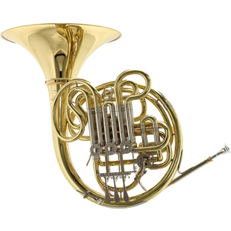 Thomann HR-401 F-/Bb- Horn, professionelles Doppelhorn mit 315mm Messing Schallstück, verstellbare Fingerhaken, inkl. Mundstück und Koffer