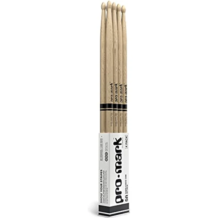 Pro Mark 5A Classic Attack Oak, 4er Bonus Pack Drumsticks mit ovaler Spitze, 40,64 cm Länge, 1,4 cm Durchmesser, Forward Balance – Bild 1