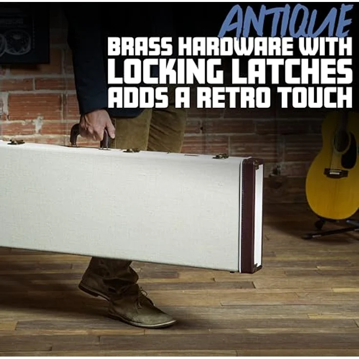 Gator Journeyman Electric Guitar, Gitarrenkoffer aus Sackleinen mit antiken Messingbeschlägen, beige – Bild 2