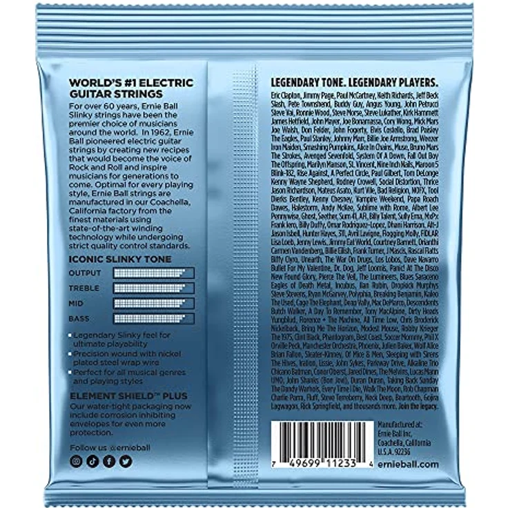 Ernie Ball Primo Slinky, E-Gitarrensaiten, 3er-Pack, Nickel Wound, Stärke 9.5-44, heller und ausgewogener Ton – Bild 2