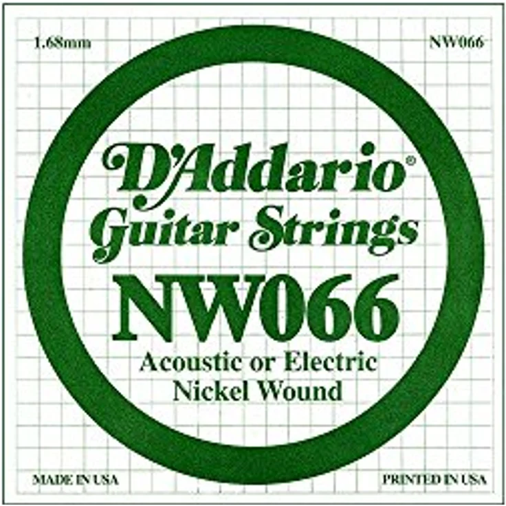 D'Addario NW066 Nickel-Einzelsaite für Gitarren, Saitenstärke 0,066 Zoll, XL Nickel Round Wound – Bild 1