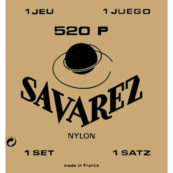 Savarez 655857 Traditional Concert 520P, Saiten für Klassikgitarre, Standard Tension, Nylon, rot