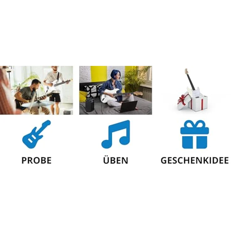 McGrey Rockit ST E-Gitarre Komplettset, 8-teilig mit 10W Verstärker, Stimmgerät, Gitarrentasche, weiß – Bild 3