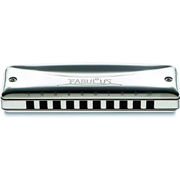 Suzuki F-20J Fabulous Diatonic, Mundharmonika in D-Stimmung, 10 Kanzellen, Messing versilbert, inkl. Etui