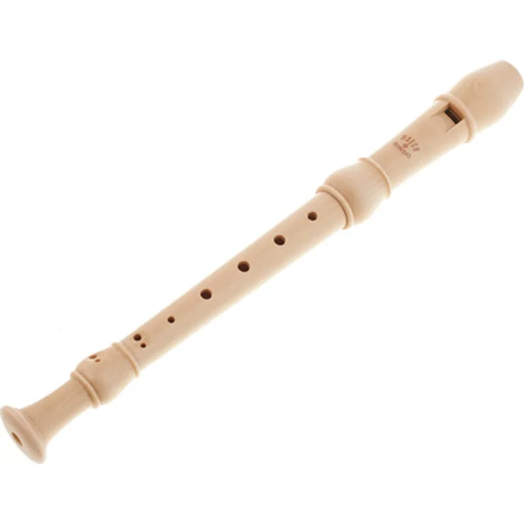 Moeck Flauto Rondo 3200, Sopranblockflöte aus Ahorn mit deutscher Griffweise, Doppellöcher, a'=442Hz, 2-teilig, inkl. Baumwolltasche mit Ledereinfassung