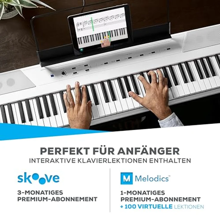 Alesis Recital E-Piano mit 88 halbgewichteten Tasten, Weiß, 5 Stimmen, integrierte Effekte, geeignet für Unterricht – Bild 2