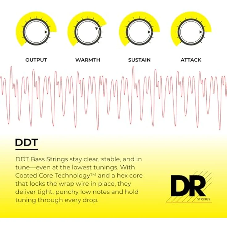 DR Strings Drop-Down Tuning DDT5-55, Basssaiten Satz mit 5 Saiten, Stärke 055-135, Edelstahl, Long Scale, Roundwound, hexagonaler Kern, Made in USA – Bild 3