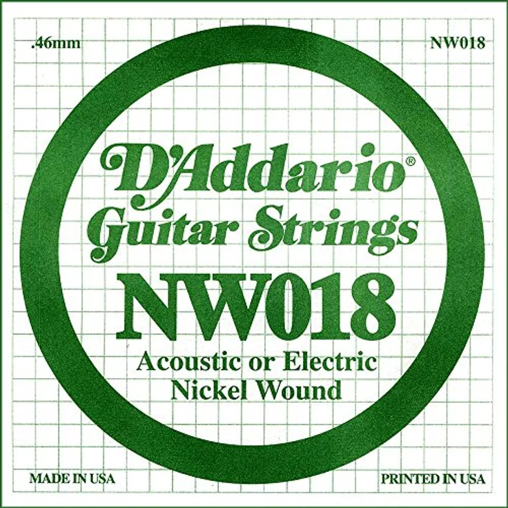 D'Addario NW018 Nickel-Einzelsaite für Gitarren, Saitenstärke 018, XL Nickel Round Wound – Bild 1