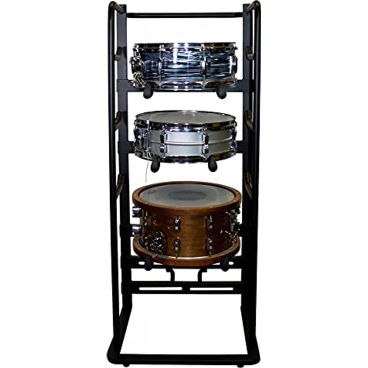 On-Stage DRS9000 Snare Drum Rack, aus hochwertigem Stahl für bis zu fünf Snare Drums bis 16", schwarz mit Rollen – Bild 3