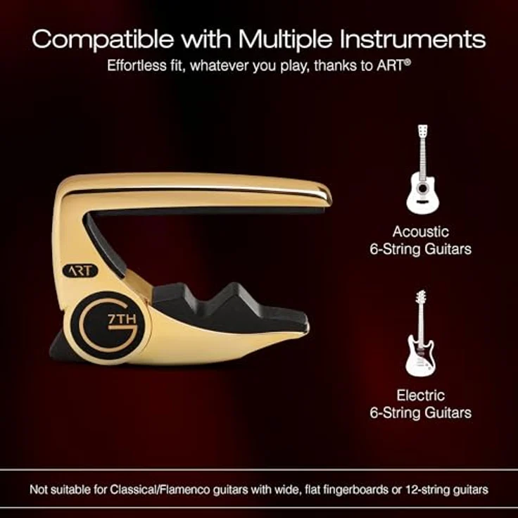 G7th Performance 3 Kapodaster Gold mit Tension Control & Adaptive Radius Technologie – Preisgekrönter Kapodaster für Akustik- und E-Gitarren – Bild 5