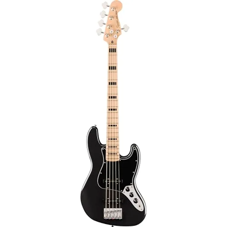 Squier Affinity ACT Jazz Bass V BKM, 5-Saiter E-Bass in Black Metallic mit Ahornhals und Ceramic Noiseless Tonabnehmer
