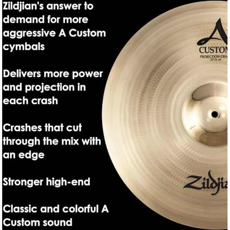 Zildjian 20" A-Custom Projection Crash, Schlagzeugbecken mit brillantem Finish, erhöhtem Sustain und kraftvollem Klang – Bild 4