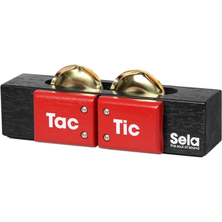 Sela Tac Tic 3in1 Percussion Tool, Multi-Percussion-Instrument mit Holz-Kastagnetten, einstellbaren Messing-Schellen und Shaker, schwarz – Bild 1