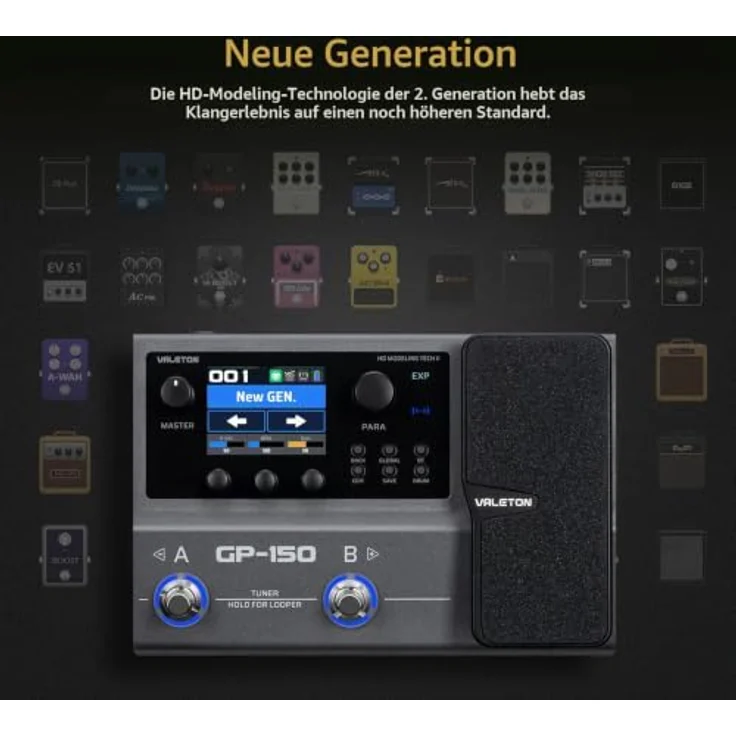 VALETON Multi-Effekt Prozessor 200+ HD Modeling Effekte, IR-Laden/NAM, 180-Sekunden-Looper, BT 5.0 Audio-Streaming, robustes Metallgehäuse – Bild 3