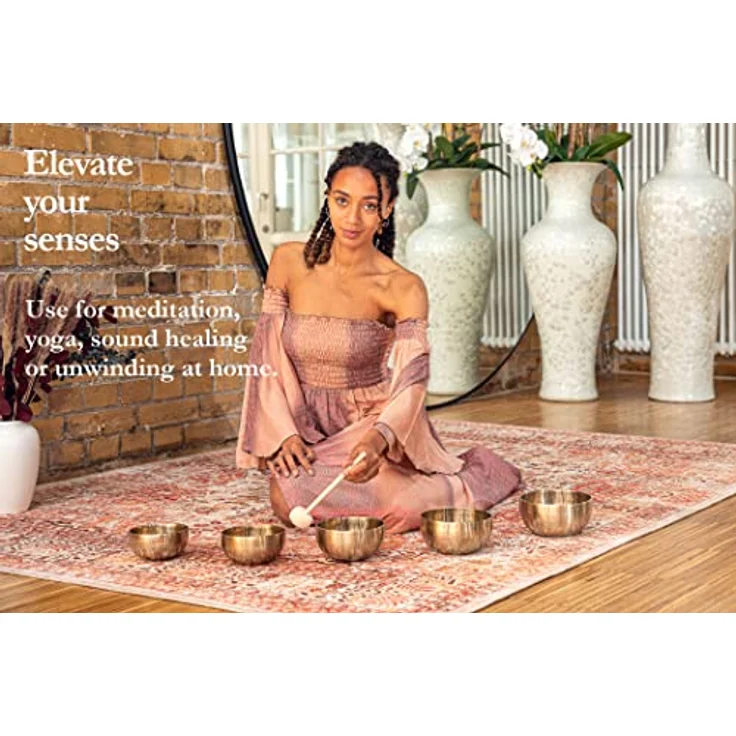 Sonic Energy Klangschalen Set Universal Series, 5-teilig (400-750 g) für Meditation & Klangheilung, inkl. Hülle, Filzring & Schlägel – Bild 5
