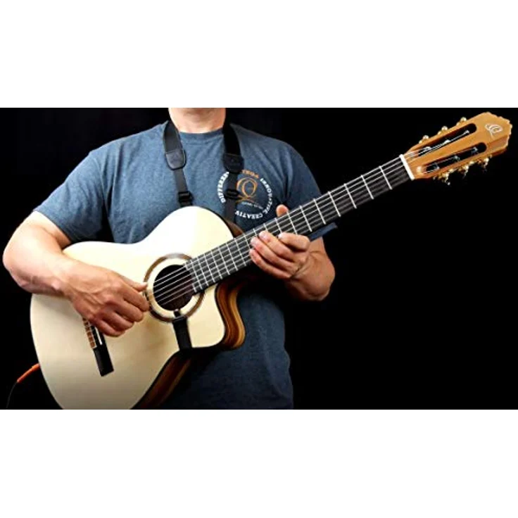 Ortega OGSHK-BK Gitarrengurt, strapazierfähiger Nylon-Gitarrengurt mit Schallloch-Haken, verstellbar von 800 mm bis 870 mm, schwarz – Bild 4