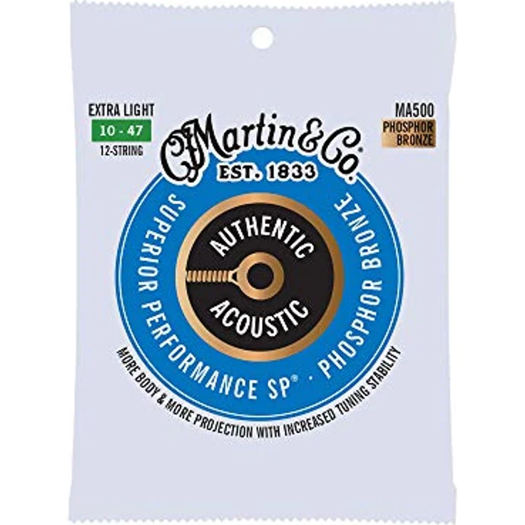Martin Authentic Acoustic Gitarrensaiten Superior Performance, 12er Set Extra Light 10-47, Phosphor-Bronze 92/8 – Bild 1