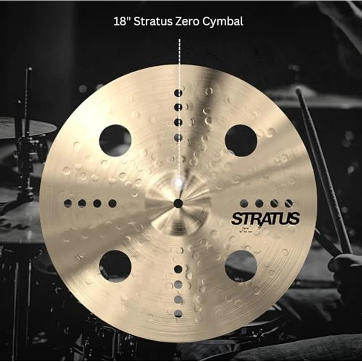 Sabian 18" Stratus Zero, Effektbecken aus B20 Bronze mit O-Zone und Aero Lochung, explosiver Klangcharakter – Bild 6