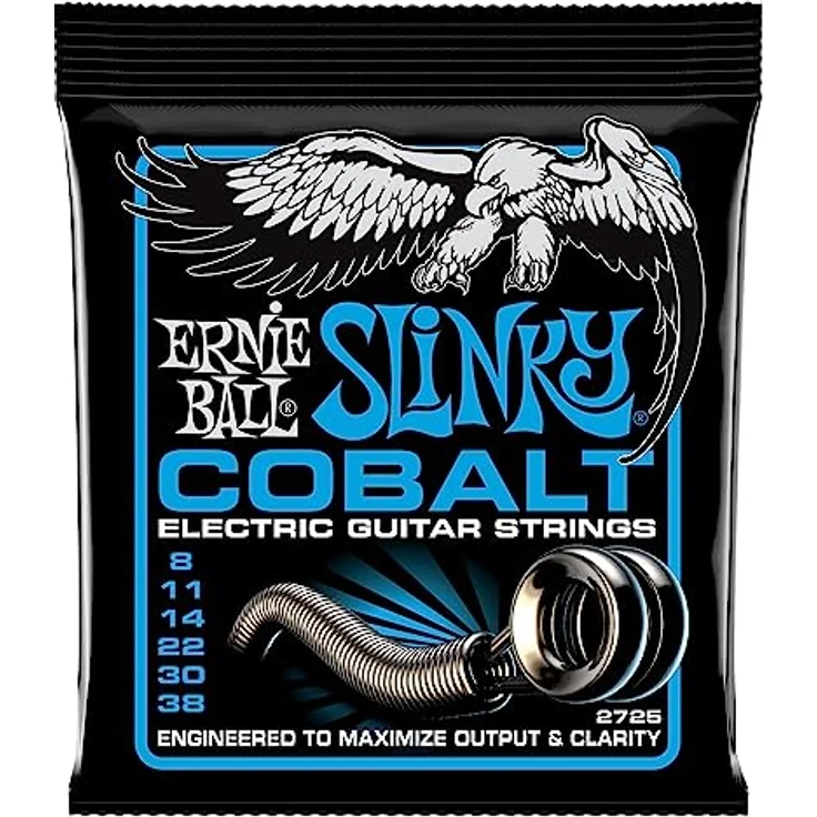 Ernie Ball Extra Slinky Cobalt E-Gitarrensaiten, Stärke 8–38, für verbesserte Magnetbeziehung und harmonische Klangreaktion – Bild 1