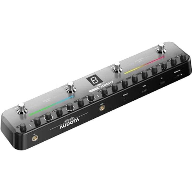 Audota ACE-100 Combined Effects Pedal, Gitarren-Multieffekte mit 8 Amp-Modellen, 40 Presets, Bluetooth 5.0 und USB-C – Bild 3