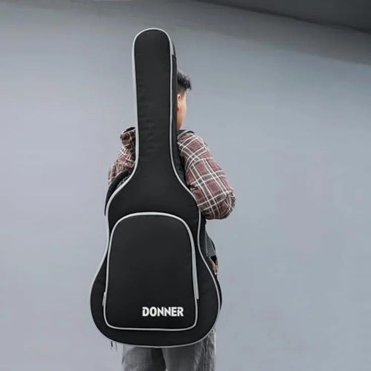 Donner Gitarrentasche Gig Bag für 40/41 Zoll Akustikgitarre, 5mm gepolstert, wasserdicht, schwarz – Bild 2